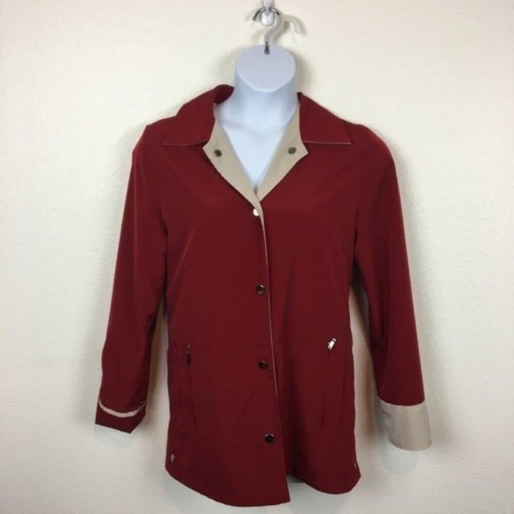 Raincoat Vintage Reversible Regent Park Red Tan Classic Size Small Retro Chic